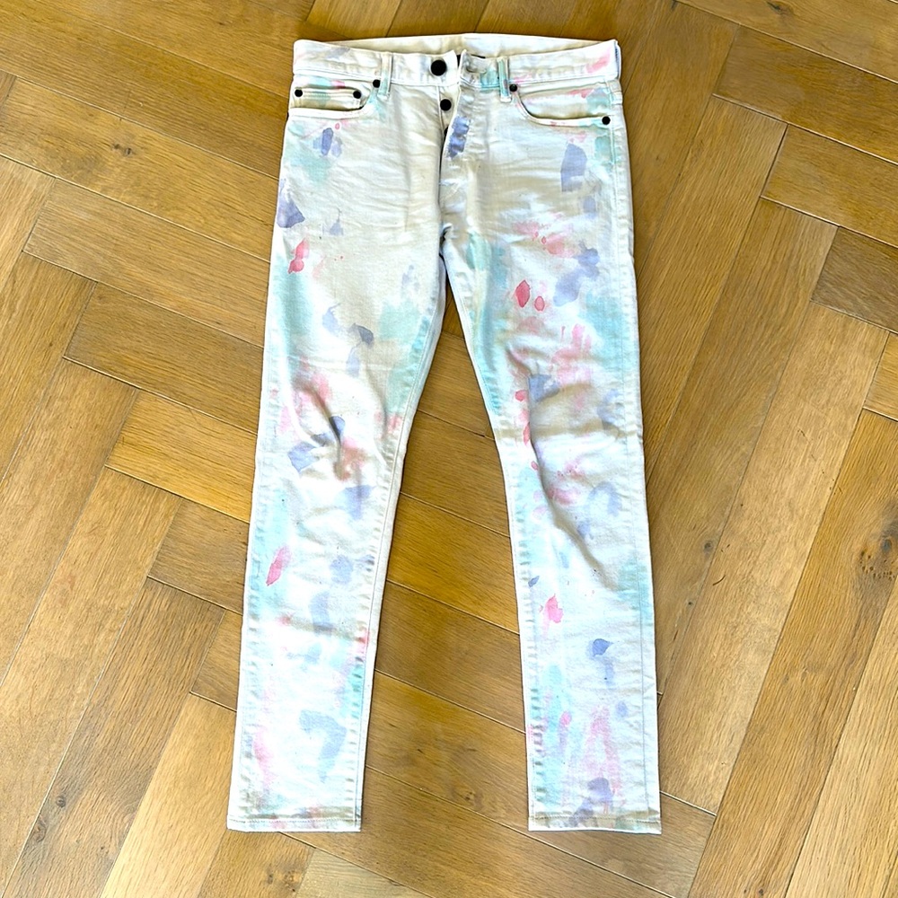John Elliott White Paint Splatter Jeans